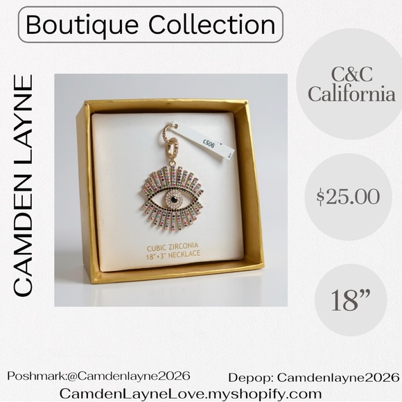 C&C California Gold and Multicolor Eye Pendant Necklace - Picture 2 of 3
